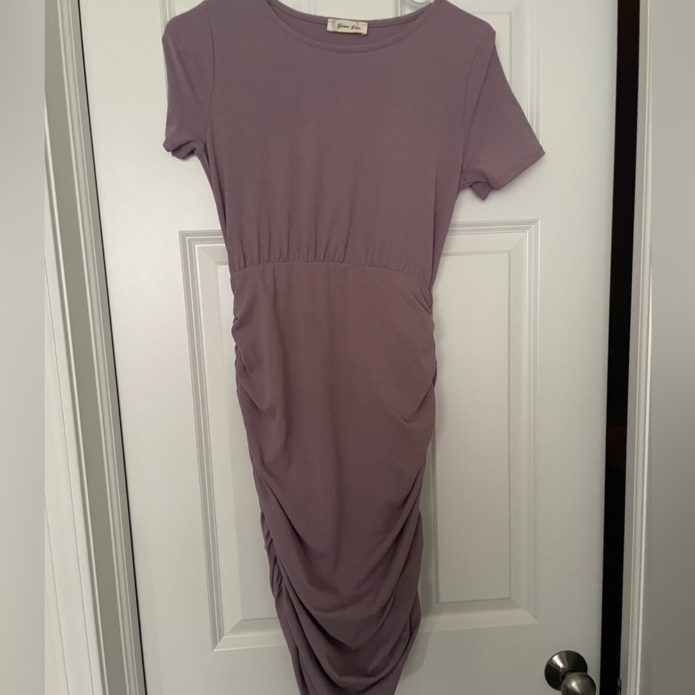 Pinkblush Purple Ruched Midi Dress